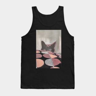 Cat behind a pillow painting Tank Top